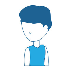 avatar young man icon over white background blue shading design. vector illustration