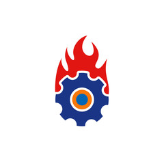 Gear Fire Logo Icon Design