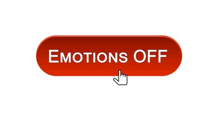 Emotions off web interface button clicked with mouse cursor, red color design