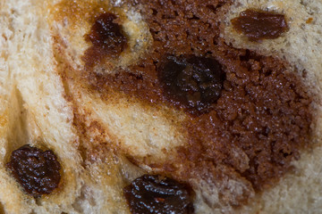 Close up of cinnamon raisin bread for background
