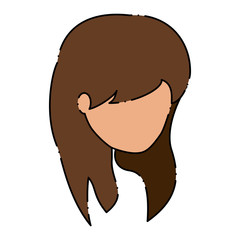 avatar woman with long hair over white background, colorful design.  vector illustration