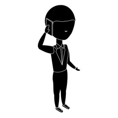 avatar businessman standing and talking on cellphone over white background, vector illustration