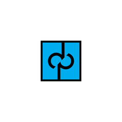 black letter dp in a blue background logo vector