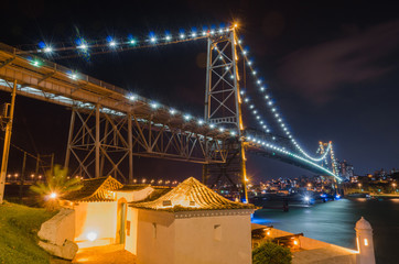 Hercilio Luz Bridge, Florianopolis Santa Catarina Brazil. Ponte of the beginning of the 20th century, it is the postcard of the state of Santa Catarina, with night illumination