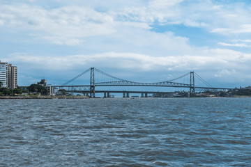 Fototapeta premium Hercilio Luz Bridge, Florianopolis Santa Catarina Brazil. Ponte of the beginning of the 20th century, is the postcard of the state of Santa Catarina
