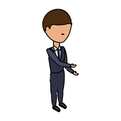 avatar businessman standing over white background, colorful design. vector illustration