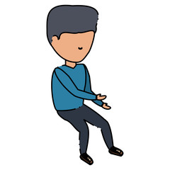 avatar man sitting icon over white background, colorful design.  vector illustration