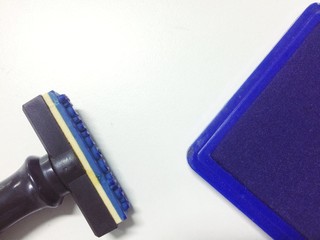 Stamping pump for office White background.