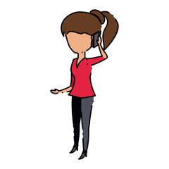 avatar businesswoman standing over white background, colorful design. vector illustration