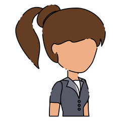 avatar woman with pony tail over white background, colorful design. vector illustration