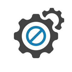 Settings icon with not allowed sign. Settings icon and block, forbidden, prohibit symbol