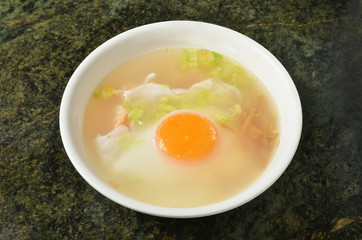 Egg with vegetable soup - A popular Taiwan food 