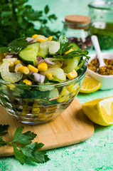 Salad with raw vegetables