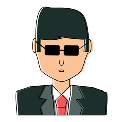 avatar businessman with sunglasses over white background, colorful design.  vector illustration