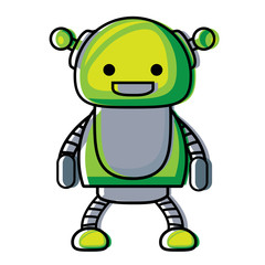 cartoon happy robot icon over white background, colorful design. vector illustration