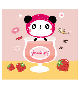 cute strawberry panda doodle cartoon