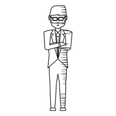 avatar businessman standing with crossed arms icon over white background, vector illustration