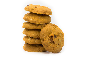 Cookies made of stacked al Monte placed large pieces. Placed on a white background