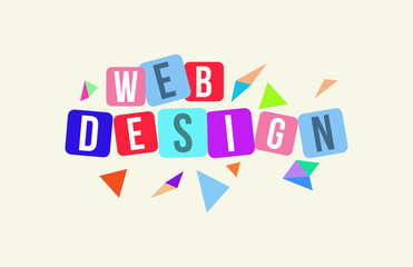 WEB DESIGN Colorful Vector Letter Alphabet Illustration Square Layout 