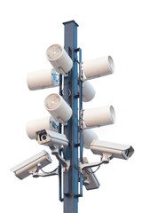 cctv camera isolated on white background.