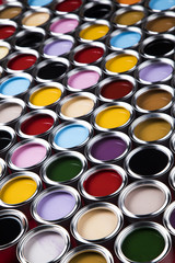 Colorful paint cans set