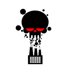 Black Smoke skull plant. works is poisoning air. Environmental pollution. Factory and poisonous gas. death of all living thing. Ecological catastrophy