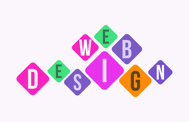 WEB DESIGN Colorful Vector Letter Alphabet Illustration Square Layout 