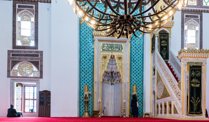 Interior view of Valide-i Cedid Mosque in Istanbul