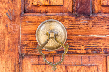 Wood carved old ancient door of Valide-i Cedid Mosque