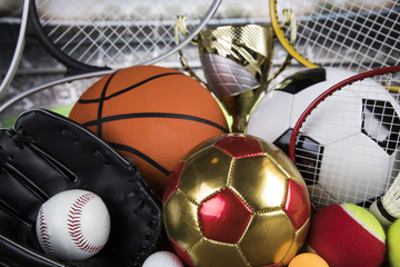 Winner trophy,  Sport equipment and balls