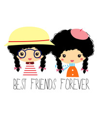 Stock vector cute best friends forever