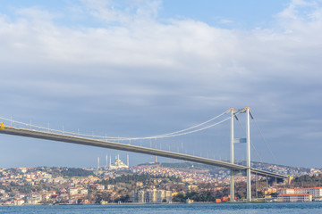 Fototapeta na wymiar View of 15 July Martyrs Bridge in Istanbul