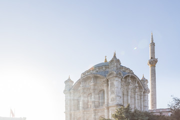 Fototapeta premium Exterior view of Ortakoy Mosque near bosphorus