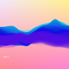 Colorful twisted dynamic wavy structure. Modern abstract illustration with flowing digital vapor. Futuristic background with iridescent clouds. Soft fluid gradient surface. Element of design. - 197438204