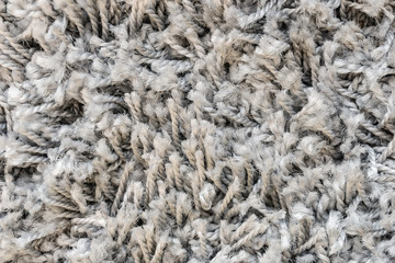 White carpet background texture, close up, gray textile texture, fluffy rug background, Wool fabric texture, beige hairy carpet, fragment shaggy mat, interior