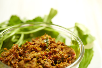 Thai food Pork with yellow curry paste