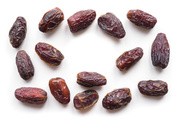 Isolated Medjool Dates. Top view. 