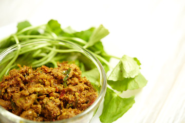 Thai food Pork with yellow curry paste