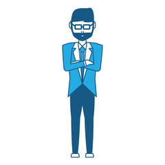 avatar businessman standing with crossed arms icon over white background, vector illustration