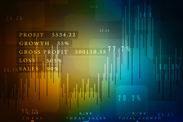 2d rendering Stock market online business concept. business Graph 
