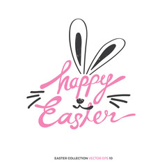Naklejka premium Happy easter text with cute bunny ears