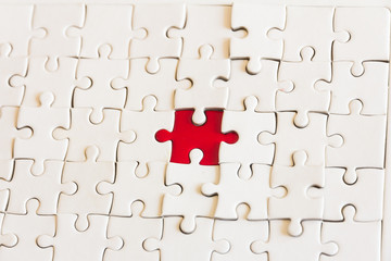 red jigsaw puzzle And white.