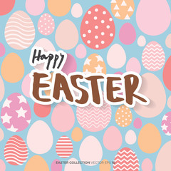 Happy Easter text on colorful fancy egg background