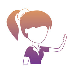 avatar woman with pony tail over white background, colorful design. vector illustration