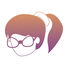 avatar woman wearing glasses over white background, colorful design. vector illustration