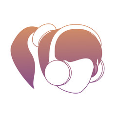 avatar woman head with headphones over white background, colorful design. vector illustration