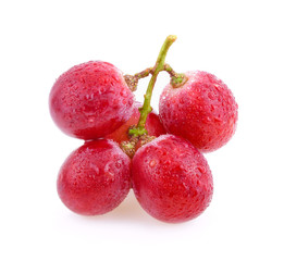 red grapes with water drops isolated on white background