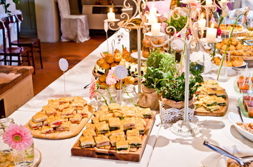 real buffet tables ready for an aperitif or appetizer