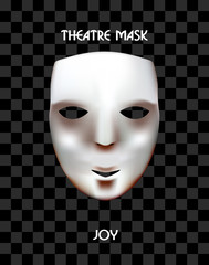 Theatre mask on a checkered background. Joyful mask. Fun.