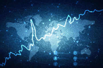 2d rendering Stock market online business concept. business Graph 